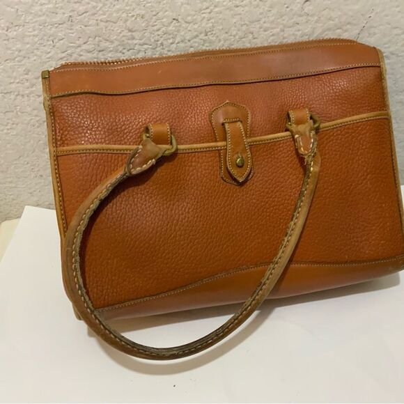 Vintage 1980’s Dooney & Bourke All-Weather Leather Satchel Purse British Tan - Picture 14 of 16